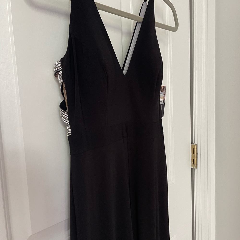 Xscape Black Maxi Dress with Metallic Details